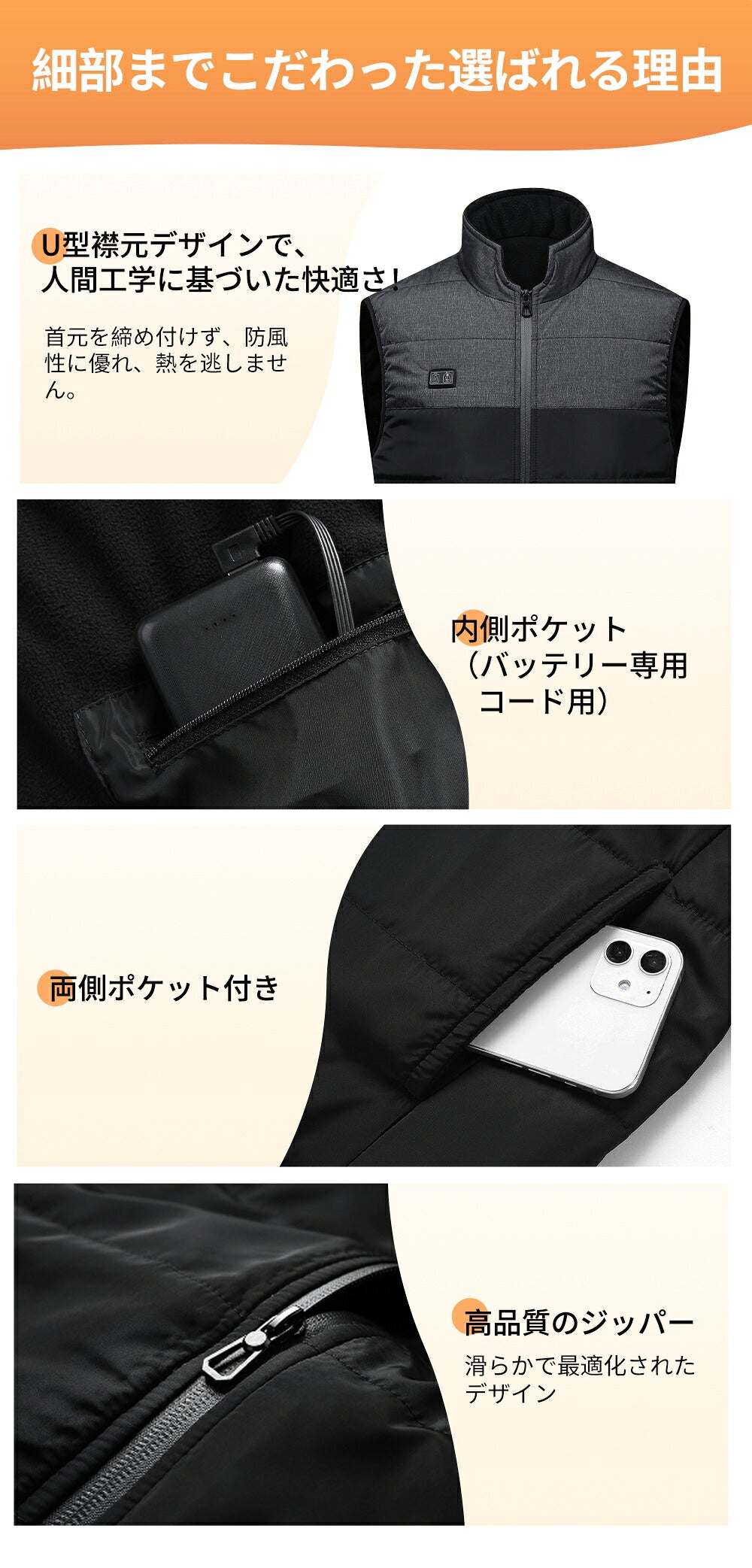 楽天1位 電熱ベスト バッテリー付き 日本製ヒーター 裏起毛 5秒速暖 バッテリー給電 洗える 軽量 メンズ レーディス 11エリア発熱 電熱ウェア 加熱ベスト 大きいサイズ 防寒ベスト ベスト 通勤通学 男女兼用 温熱ベスト ヒーターベスト
