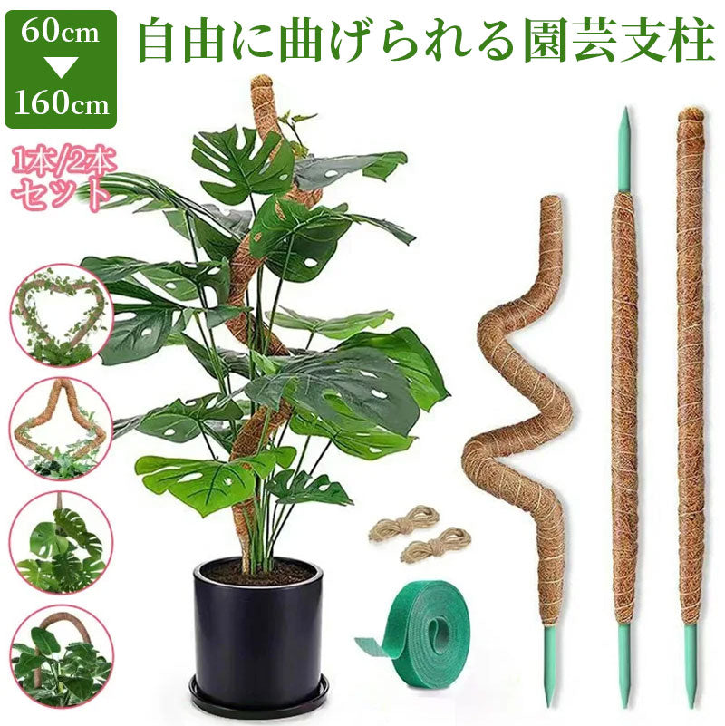 観葉植物 支柱 園芸支柱 曲げられる ココスティック モンステラ支柱 モンステラ 園芸用 植物 ココナッツ支柱 つる性植物 植物サポート ヘゴ支柱 ココナッツ モスポール 園芸支柱パーツ 2本入り ポトス フラワースタンド