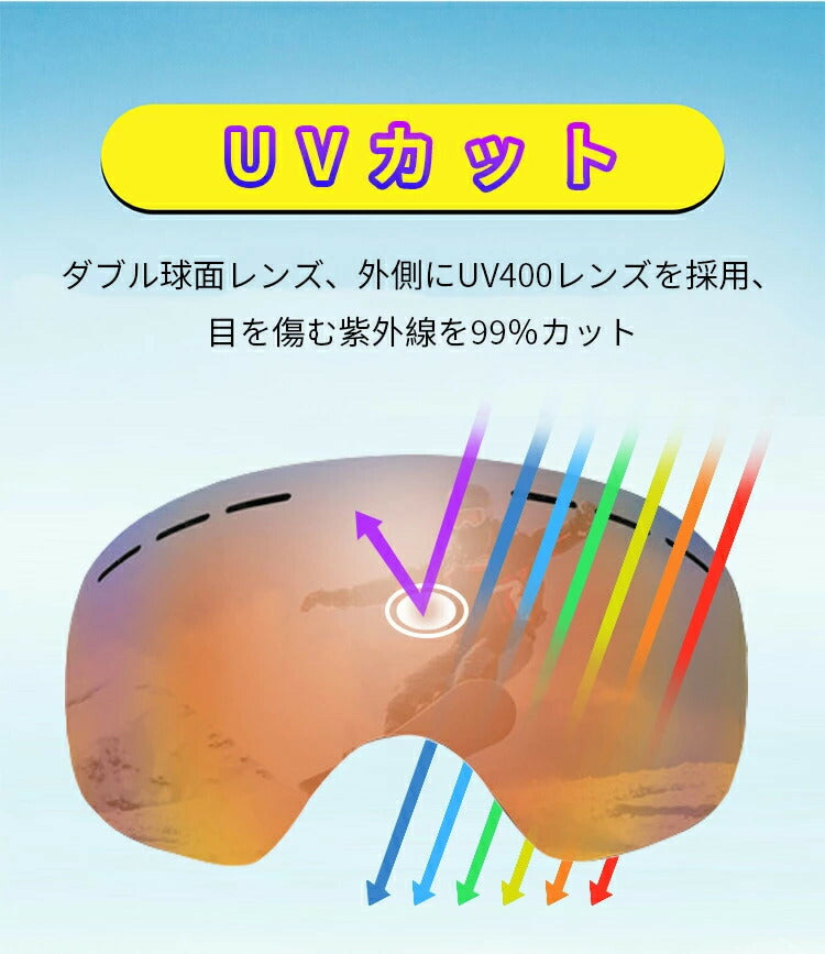 スキー ゴーグル メンズ レディース 紫外線カット スノーボードゴーグル メガネ 眼鏡対応 曇り止加工 フレームレスモデル 球面レンズ ダブルレンズ 曇り防止 調光レンズ 女性用 視界良好 スノボゴーグル 大人 スノボーゴーグル