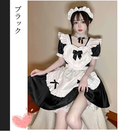 メイド服 コスプレ 猫 ネコ耳 かわいい フリル セクシー 赤 ブラック ゆめかわ 大人 レディース バレンタイン エプロン スカート カチューシャ 白 黒 半袖  ワンピース 仮装 リボン ピンク 大きいサイズ 定番 S-5XL