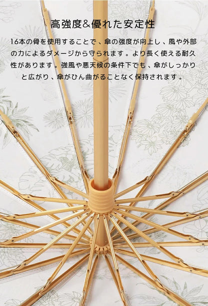 日傘 折りたたみ 16本骨 完全遮光 100% UVカット 率 軽量 紫外線 日焼け 対策 ワンタッチ 傘 晴雨兼用 遮光 遮熱 撥水 100 丈夫 コンパクト 通勤 通学 涼しい 可愛い おしゃれ かさ 折り畳み 雨傘 梅雨 レトロ おしゃれ レディース UV対策