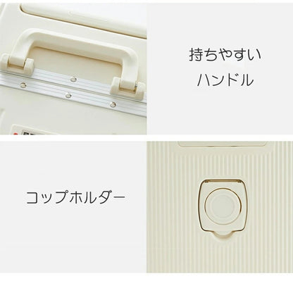 スーツケース フロントオープン キャリーケース フレームタイプ 65L 軽量 ダイヤルロック ダブルキャスター シンプル ビジネス L サイズ 7泊 コップホルダー ロック ハードケース 出張 海外 国内 旅行  かわいい フレームタイプ