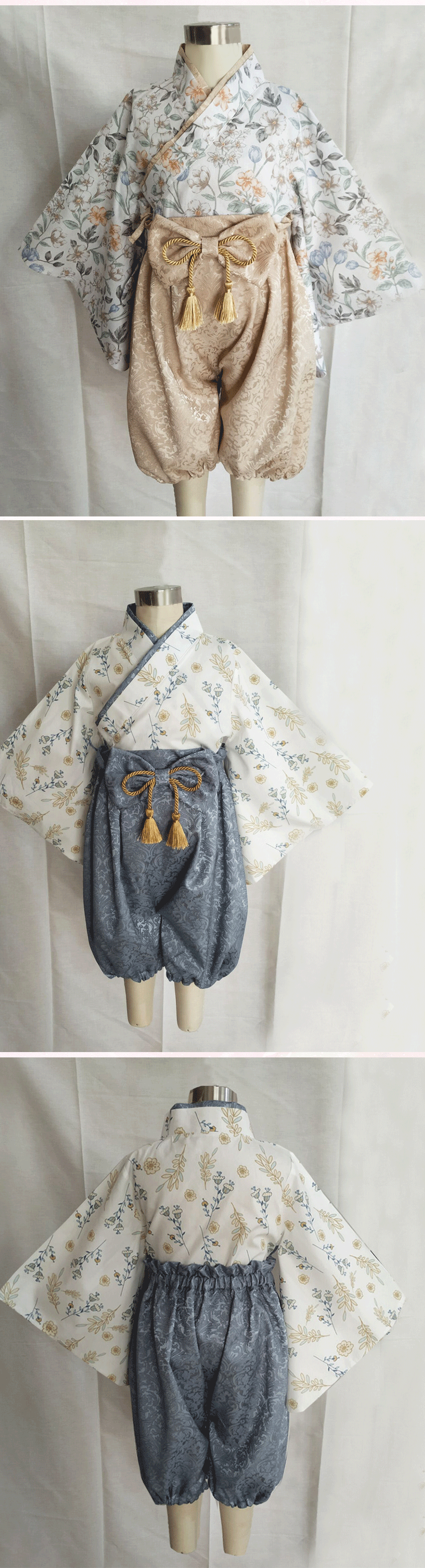 ベビー 袴 2ピース セパレート 和服 男の子 女の子 赤ちゃん 花柄 高級感 70cm 80cm 90cm 100日祝い お食い初め 初節句 お宮参り ひな祭kimono-01