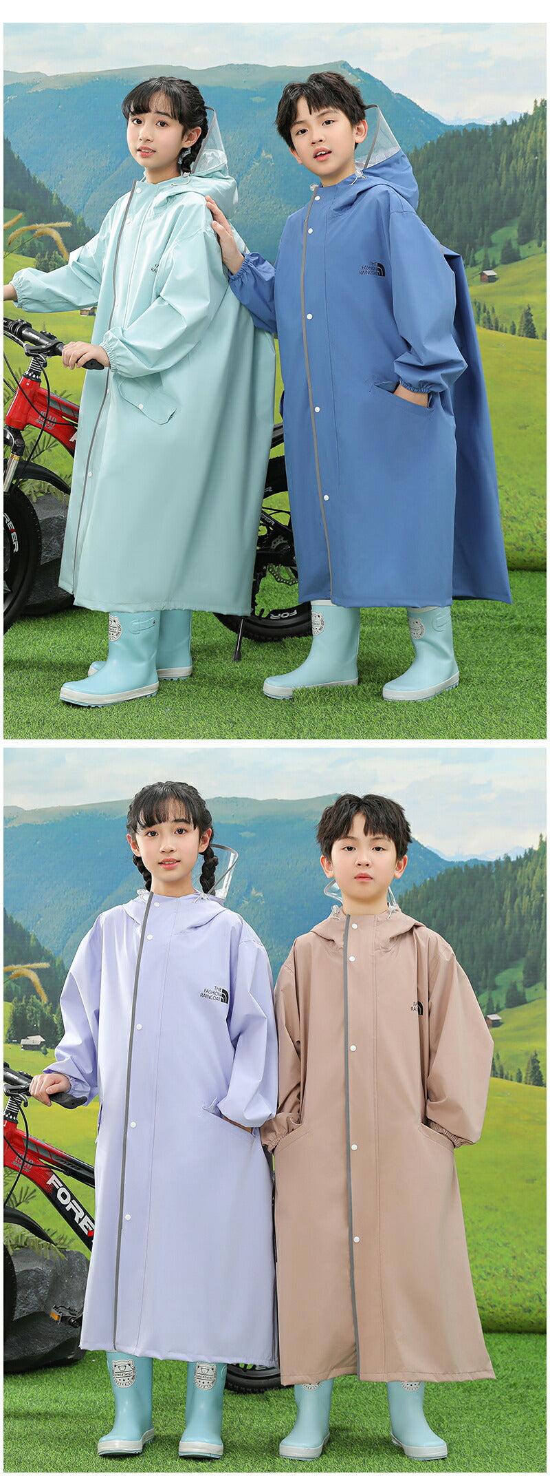 防水 レインコート ランドセル対応 リフレクター付き 子供服 キッズ ベビー 男の子 女の子 レインウェア カッパ 新学期グッズ 入園 入学 通園 通学 収納バッグ付 子供 送料無料 かわいい おしゃれ 空気穴 雨具 幼稚園 小学生 反射テープ ファスナー 透明窓