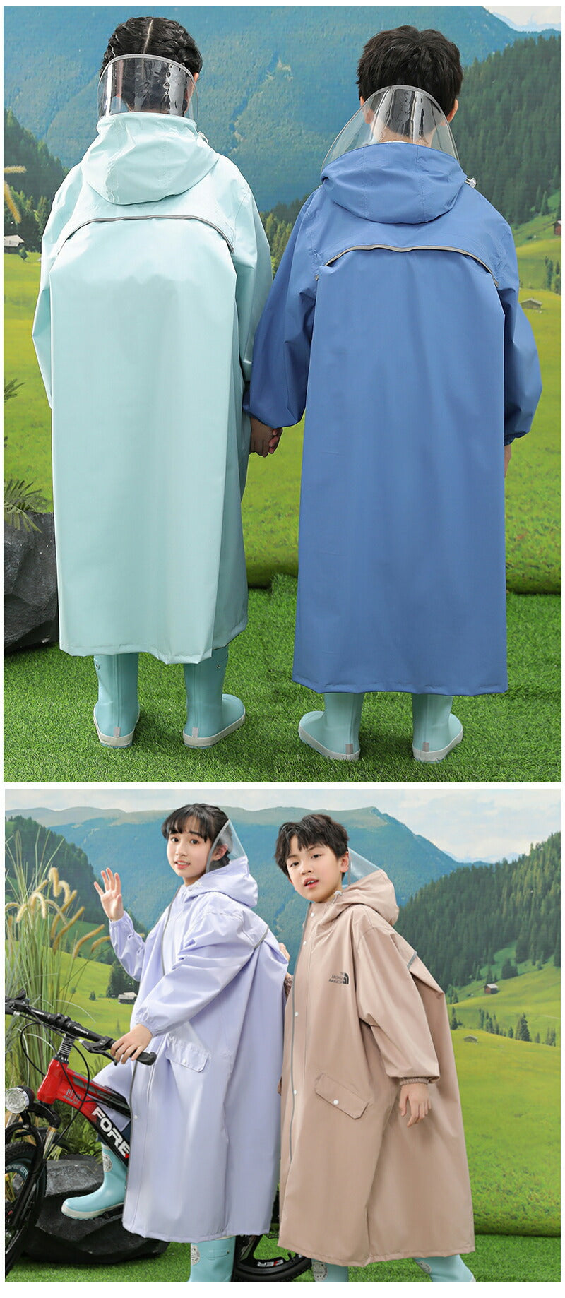 防水 レインコート ランドセル対応 リフレクター付き 子供服 キッズ ベビー 男の子 女の子 レインウェア カッパ 新学期グッズ 入園 入学 通園 通学 収納バッグ付 子供 送料無料 かわいい おしゃれ 空気穴 雨具 幼稚園 小学生 反射テープ ファスナー 透明窓