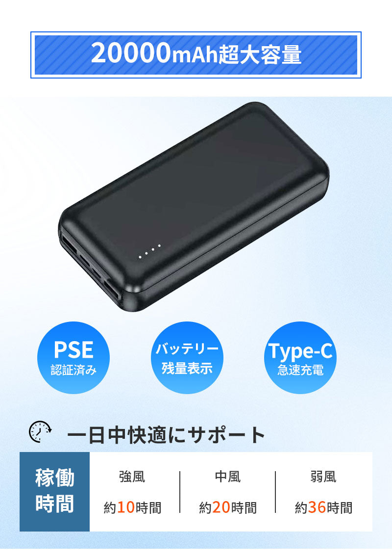 空調ベスト フルセット 空調ウェア 空調作業服 作業 服 20000mAhバッテリー モバイルバッテリー付き ファンベスト 空調扇風服 3段階強風 36h連続送風 エアコン服 UVカット UPF 50+ 建設作業 アウトドア 父の日