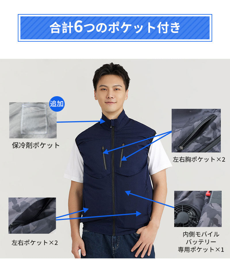 空調ベスト フルセット 空調ウェア 空調作業服 作業 服 20000mAhバッテリー モバイルバッテリー付き ファンベスト 空調扇風服 3段階強風 36h連続送風 エアコン服 UVカット UPF 50+ 建設作業 アウトドア 父の日