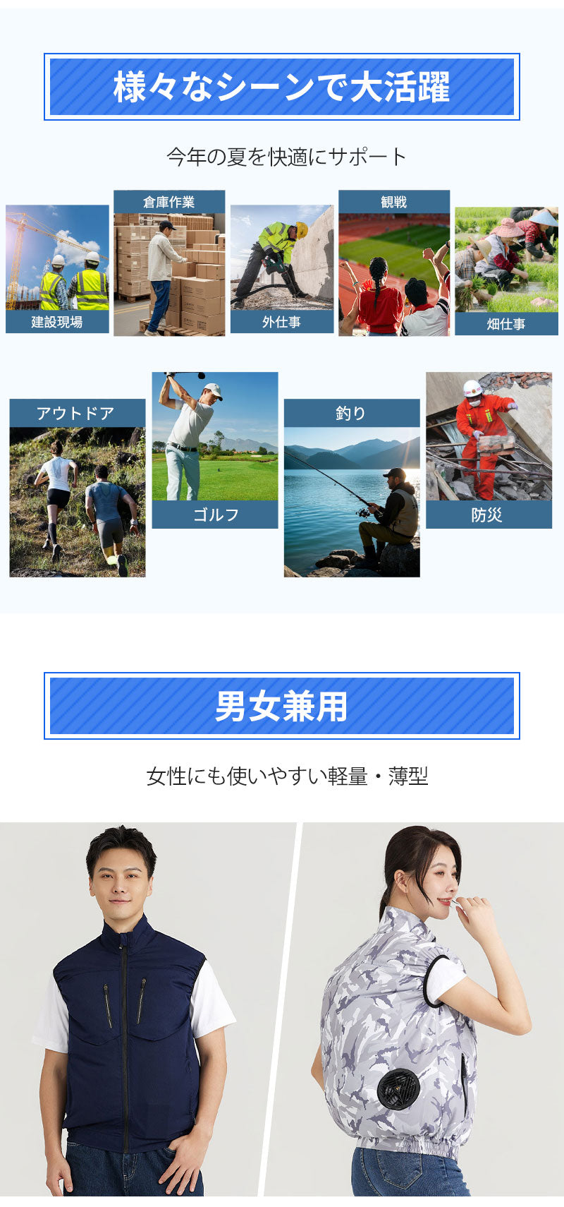 空調ベスト フルセット 空調ウェア 空調作業服 作業 服 20000mAhバッテリー モバイルバッテリー付き ファンベスト 空調扇風服 3段階強風 36h連続送風 エアコン服 UVカット UPF 50+ 建設作業 アウトドア 父の日