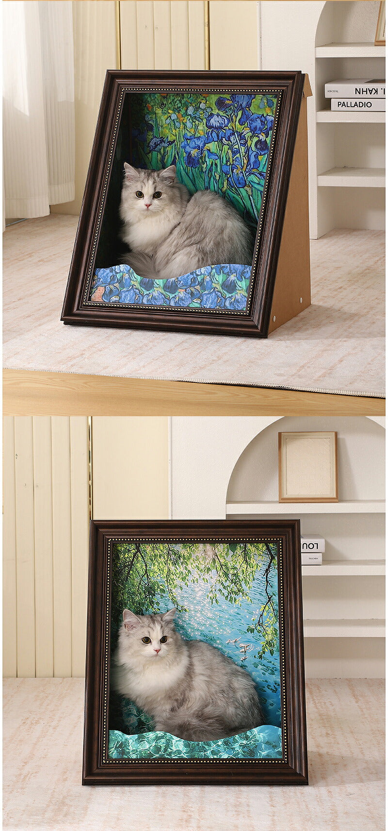猫 爪とぎ ダンボールハウス ハウス ペット 爪研ぎ 絵画 4D つめとぎ ソファー 猫 アート ソファー 油絵風 風景画 大きい インテリア ねこ おもちや 段ボール 耐久性 ビッグサイズ 猫つめとぎ おしゃれ ペットベッド キャット にゃんこ INS 家具傷防止