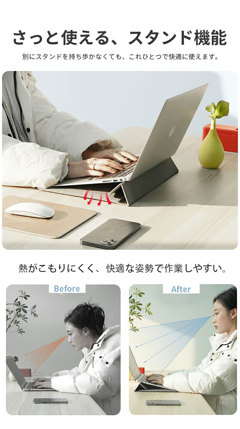利用で2,680円★11日終了！】パソコンケース 13.3インチ pcケース ノートパソコン ケース 2IN1 PCスタンド マウスパッド 電源バッグ付き MacBook Air 13.6 15.3 15.6 16 17.3インチ ノートパソコンバッグ パソコンカバー ケーブル収納 耐衝撃 撥水 軽量 おしゃれ