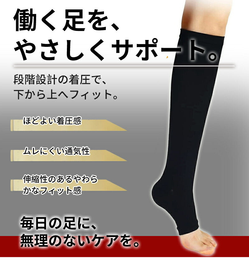 着圧ソックス 靴下 メンズ 2足セット ふくらはぎ 弾性ストッキング 段階圧力設計 加圧 ハイソックス オープントゥ むくみ対策 静脈瘤サポート 大きいサイズ 立ち仕事 男性用 加圧ソックス デスクワーク ゆるめ 男性 サポーター 介護