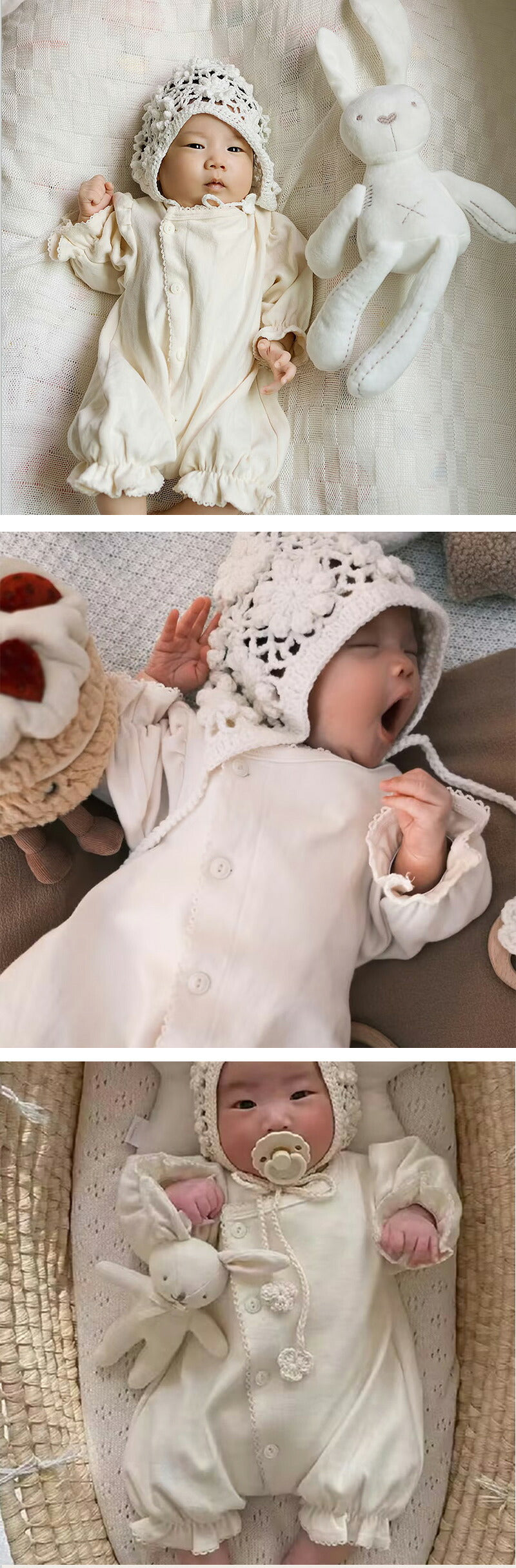 退院着 ベビー ロンパース 新生児 セレモニードレス 女の子 長袖 ロンパース セレモニー 新生児 男の子 ナチュラル ベビードレス セレモニーロンパース ユニセックス 赤ちゃん コットン リングガール ベビー服 可愛い 花びら お宮参り
