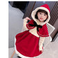 クリスマス コスプレ 子供 衣装 サンタ コスチューム ベビー キッズ サンタクロース 衣装 子供 子ども サンタ服 女の子 2点セット 長袖 防寒 ケープ付き copy-40