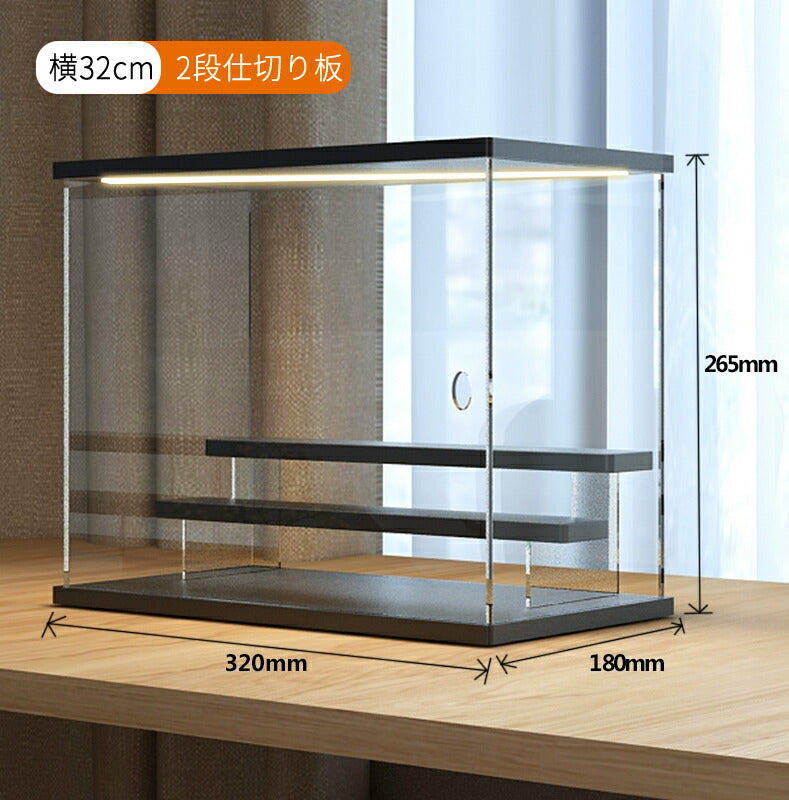 フィギュアケース LEDライト 収納 高品質 コレクションケース コレクション ボックス クリアケース 透明展示ケース 積み重ね可能 扉付き 組み立て式 透明 item-24013