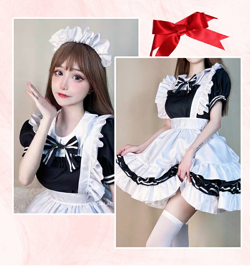 メイド服 ハロウィン コスプレ メイド 可愛い 女の子 セクシー カップル ロリータ 定番 衣装 レディース エプロン ドレス アリス風仮装 男ウケ 大きいサイmaid-005