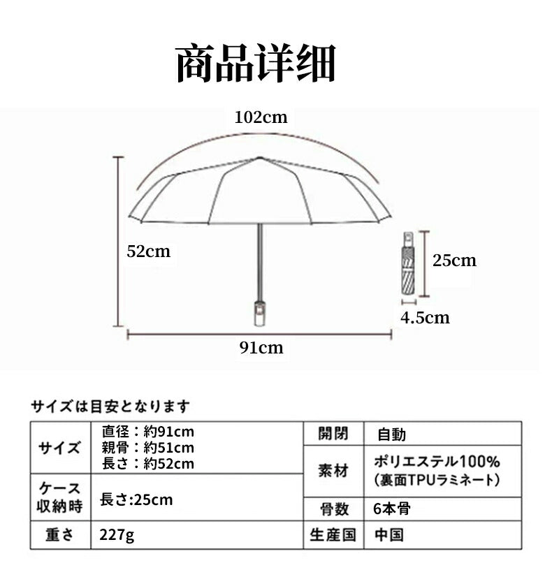 日傘 折りたたみ傘 ワンタッチ 自動開閉 晴雨兼用 傘 折りたたみ傘 日傘 折りたたみ 自動 完全遮光 折り畳傘 撥水 紫外線カット UPF50+ UVカット kasa-3012