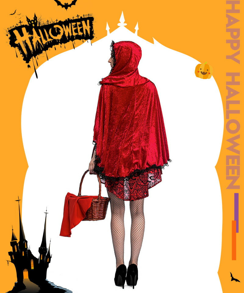赤ずきん コスチューム 【ハロウィン 赤ずきん コスプレ】 仮装 赤ずきん コスプレ仮装 ハロウインクロース 赤ずきん　マント 女性用 ★Halloween衣装wsf009