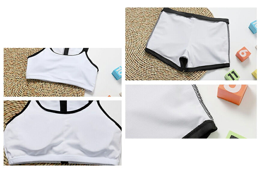 水着 キッズ 女の子 セパレート スイムウェア ラッシュガード 半袖 パンツ スイムスーツ ビーチウェア 水泳 スクール水着 キッズ ジュニア 練 copysku-177