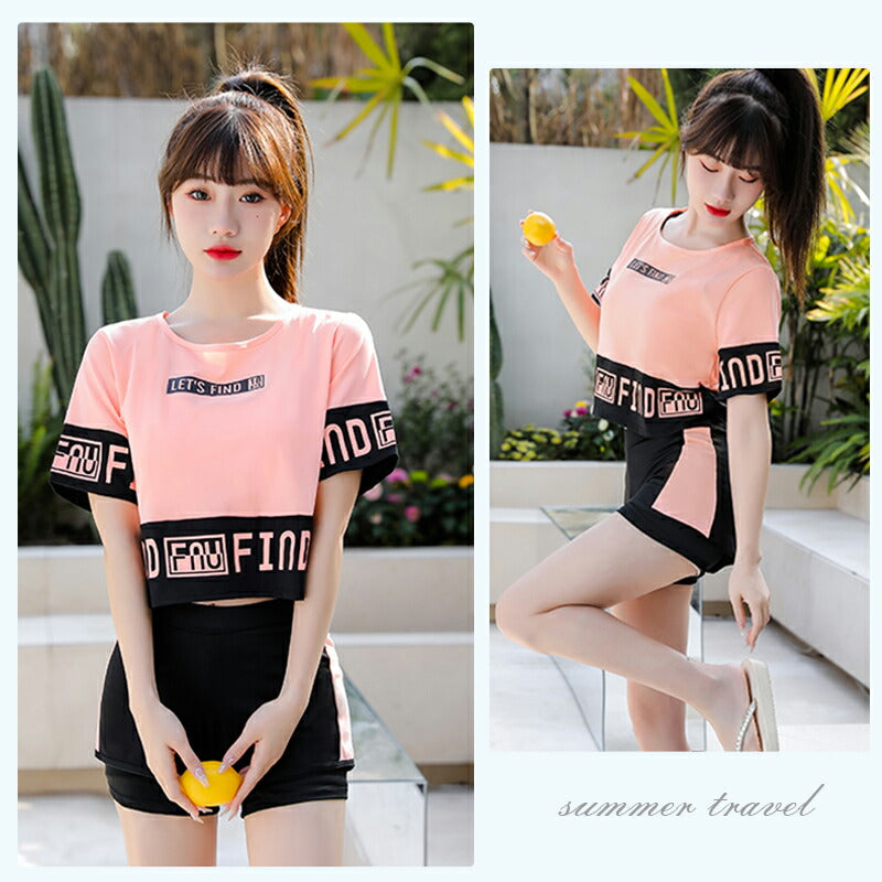 【送料無料即納】水着 中学生 水着 体型カバー 中学生 高校生 3点セット スポーティー 学生 韓国 プール 女の子 10代 20代 30代 海 可愛い おしゃ yy1001