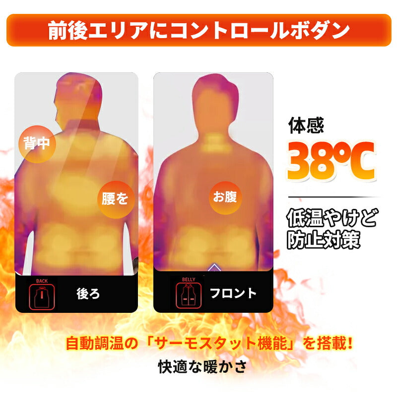 電熱ベスト 帽子付き 防寒着 速暖 日本製ヒーター 中綿 USB給電 洗える 三段階調温 軽量 冷え性 メンズ レーディス 20000mAh バッテリー付きS~ besuto-17pawa