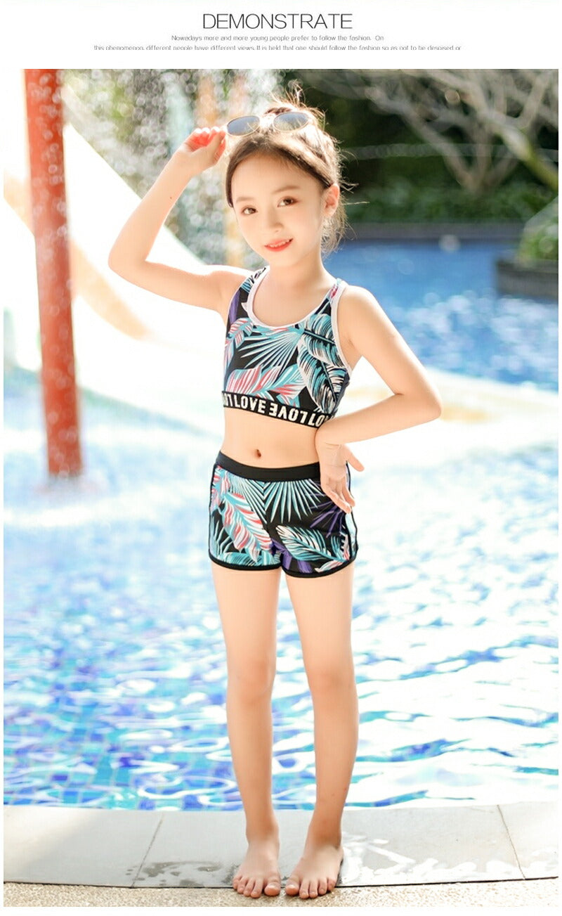 セパレート 子供 水着 女の子 ラッシュガード スクール水着 幼稚園 小学生 中学生 スイミング スクール 海水浴 スイムウェア 水遊び 長袖水着 半袖水着 キ copysku-23