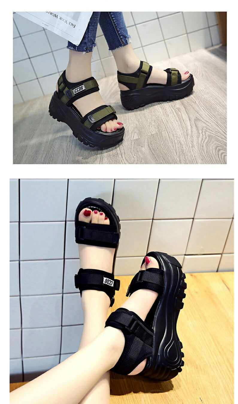 サンダル 厚底 サンダル レディース スポーツサンダル 7cm 足長効果 コンフォート サンダル 超軽量 厚底靴 スニーカー  ビーチサンダル スポーツ サンダsandals-1002