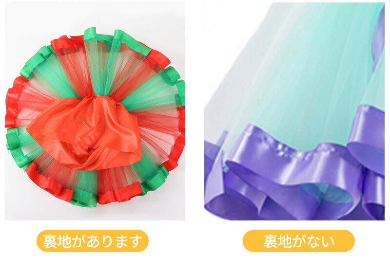 【50円OFF】チュチュ スカート パニエ カラフル ふわふわ キッズ キラキラ裏地付きパニエ リボン ダンス衣装 お祝い プレゼント おしゃれ 可愛い 贈り物ppy-003