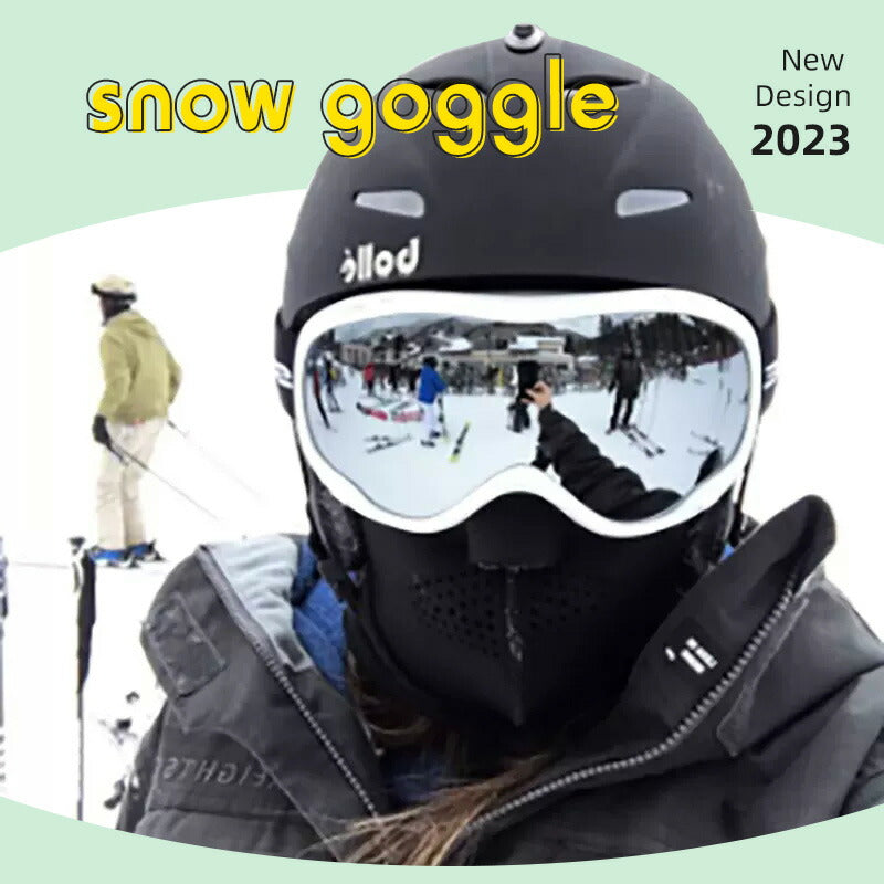 スキー ゴーグル メンズ レディース 紫外線カット スノーボードゴーグル メガネ 眼鏡対応 曇り止加工 フレームレスモデル 球面レンズ ダブルレンズ 曇り防止  goggle-04