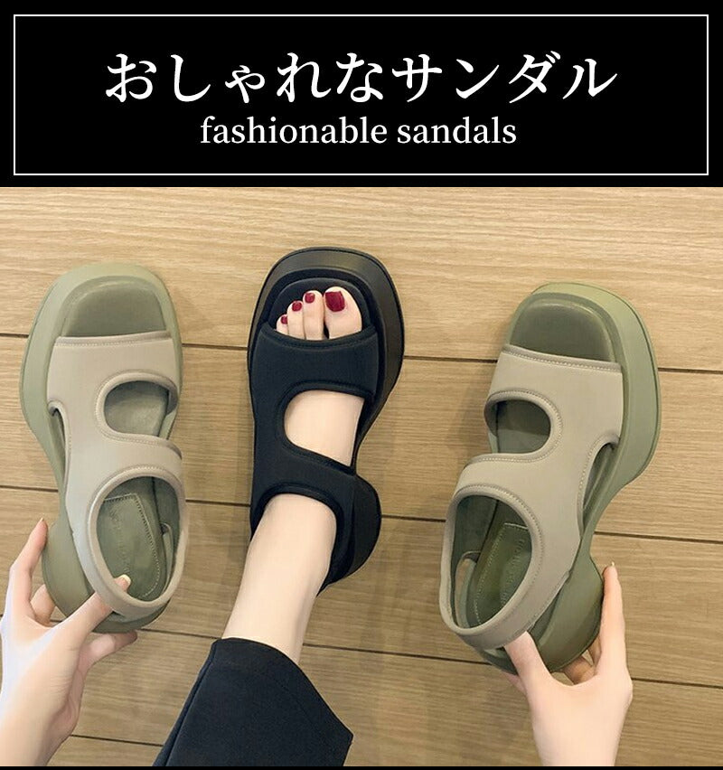 レディース スポーツサンダル 厚底 コンフォートサンダル 軽量 歩きやすい おしゃれ インスタ大人気のダッドシューズ風サンダル ビーチ アウトドア 通勤 通学にsandals-006