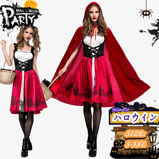 【ハロウィン 赤ずきん コスプレ】レディース用 ロリータ衣装　 悪魔コスチューム童話 フード マント ケープ コスプレ コスチューム 舞台 演出服 文化祭 宴会wsf001