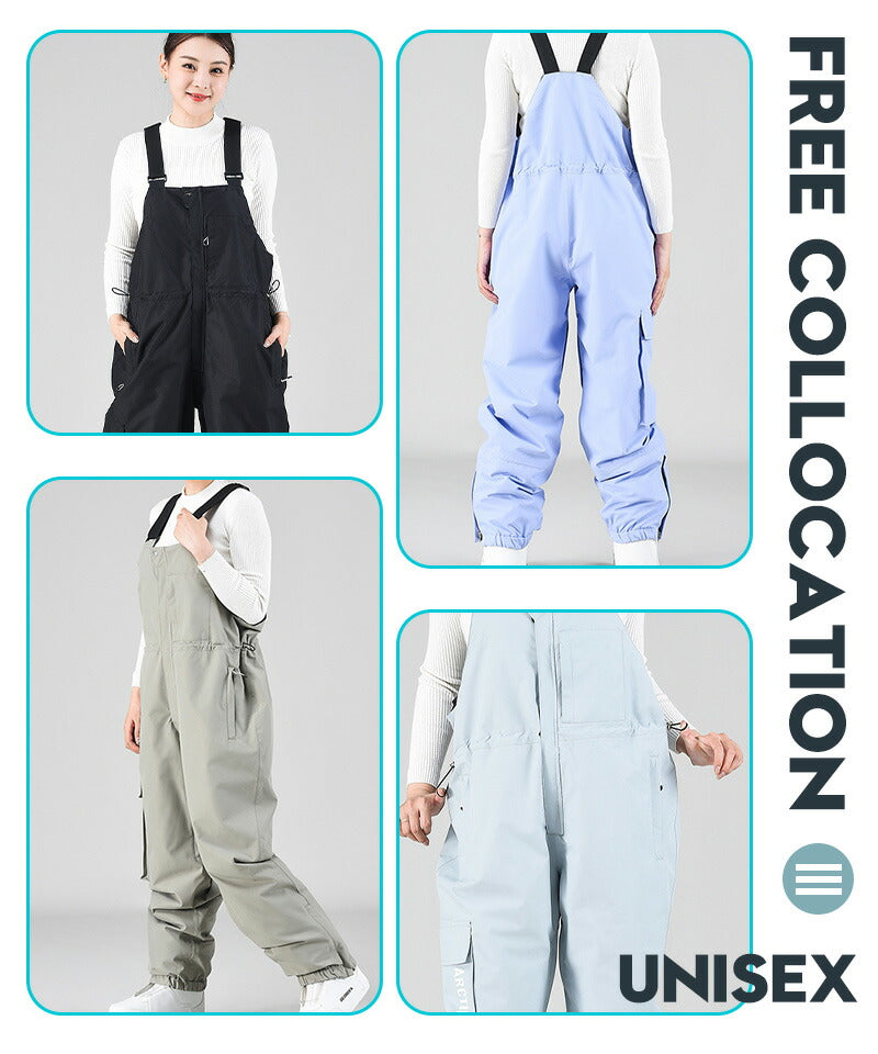 スノーボード ウェア ビブパンツ ビッグスタイル ユニセックス メンズ レディース スノーボードパンツ サスペンダーパンツ 厚手 スノーパンツ 防風通気 防水 hxf0013