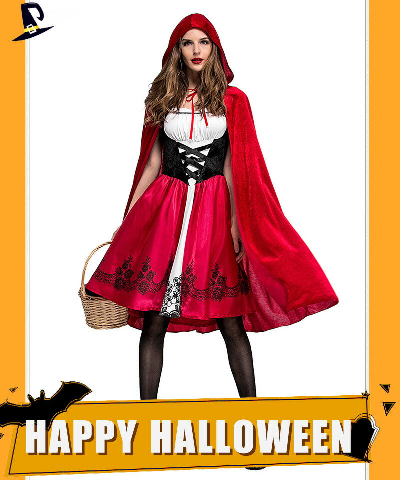 【ハロウィン 赤ずきん コスプレ】レディース用 ロリータ衣装　 悪魔コスチューム童話 フード マント ケープ コスプレ コスチューム 舞台 演出服 文化祭 宴会wsf001