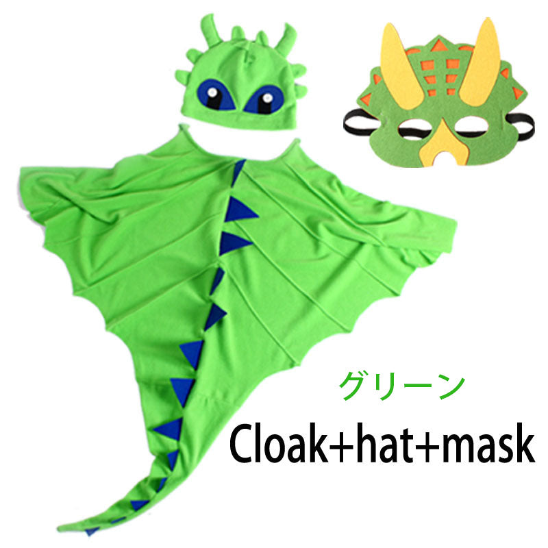 ハロウィン 衣装 子供 恐竜 マント キャップ マスク 3点セット 怪獣ケープ ハロウィン衣装 キッズ 子供 全6色 怪獣服 コスプレ仮装 衣装 女の子 男の子wsj0002