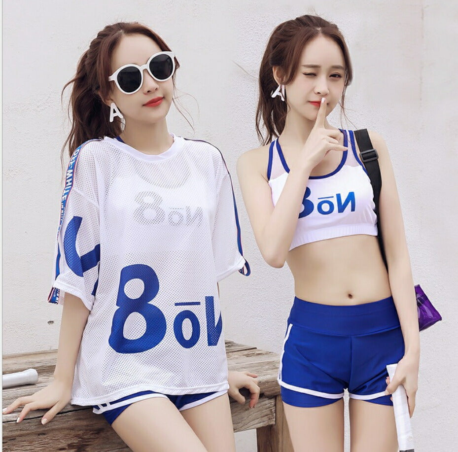 水着 10代  レディース 中学生 高校生 20代 学生 半袖 uv ママ水着 体型カバー 3点セット ビキニ 少女 小胸にもぴったり 韓国 おしゃれ yy1005