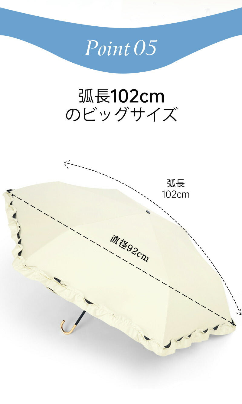 折りたたみ日傘 遮光クラシックフリル ミニ 完全遮光100% UVカット100％ 折りたたみ傘 折り畳み 晴雨兼用 レディース おしゃれ 遮熱 無地 かわいい kasa-3009