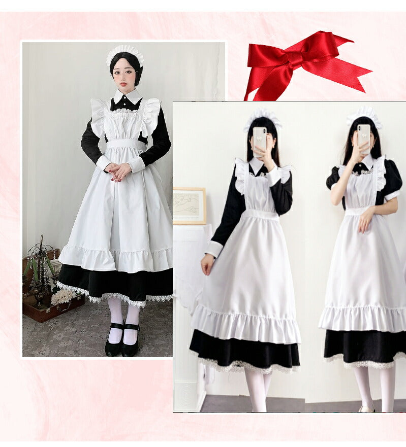 メイド服 ハロウィン コスプレ 半袖 長袖 メイド 可愛い 女の子 セクシー カップル ロリータ 定番 衣装 レディース エプロン ドレス アリス風仮装 男ウケmaid-007