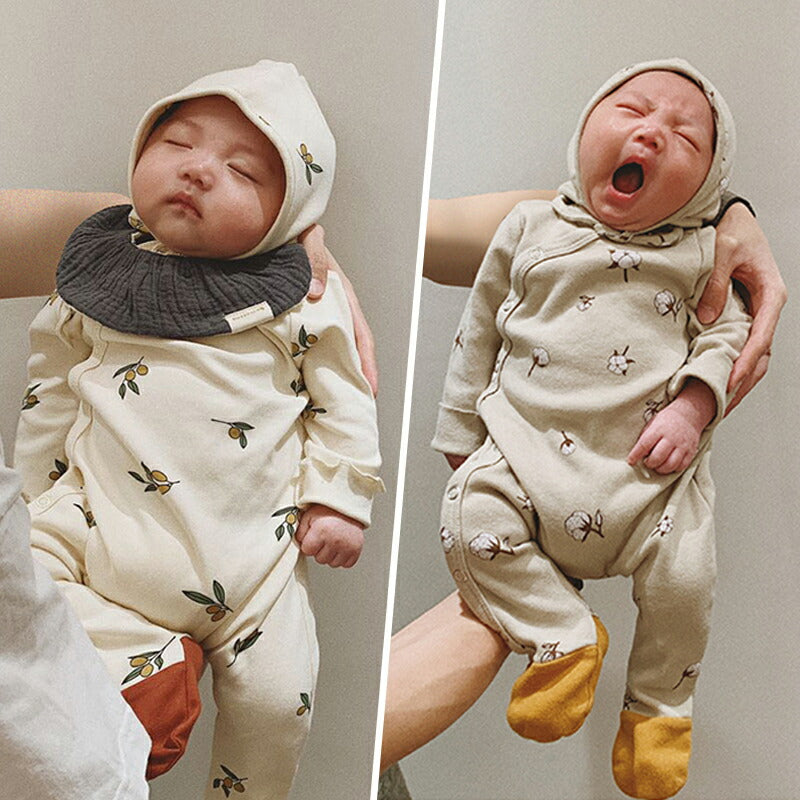 ベビー ロンパース 前開き 女の子 男の子 長袖 ベビー服  肌着 カバーオール 足つきロンパース 子供服 足つき オールインワン おしゃれ ハット付き ベビー fuku-001-cp