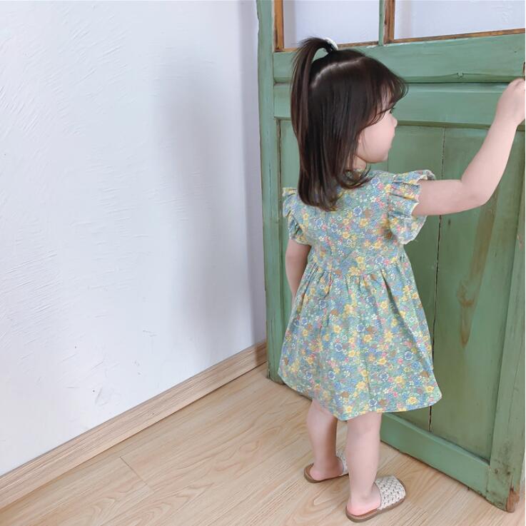 子供服 キッズ ワンピース 女の子 全4色 パープル グリーン 全6サイズ 80 90 100 110 120 130 春夏 キレイメ 新作 フラワー 小花柄 child-skirt-0001