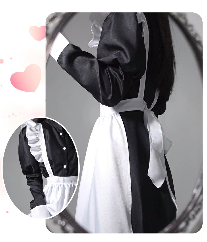 メイド服 ハロウィン コスプレ 長袖 メイド 可愛い 女の子 セクシー カップル ロリータ 定番 衣装 レディース エプロン ドレス アリス風仮装 男ウケ 大きmaid-008