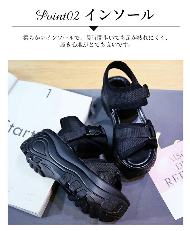 サンダル 厚底サンダル レディース サンダル 7cmヒール  軽量 歩きやすい コンフォート シューズ スポーツサンダル 大きいサイズ 衝撃吸収 通気性 靴  sandals-003