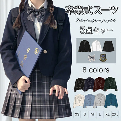 卒業式 スーツ 女の子 5点セット フォーマルスーツ 入学式 子供スーツ jk制服 入学式スーツ 高校生 小学生 小学校 女子高生 XS S M L XL XXitem-011