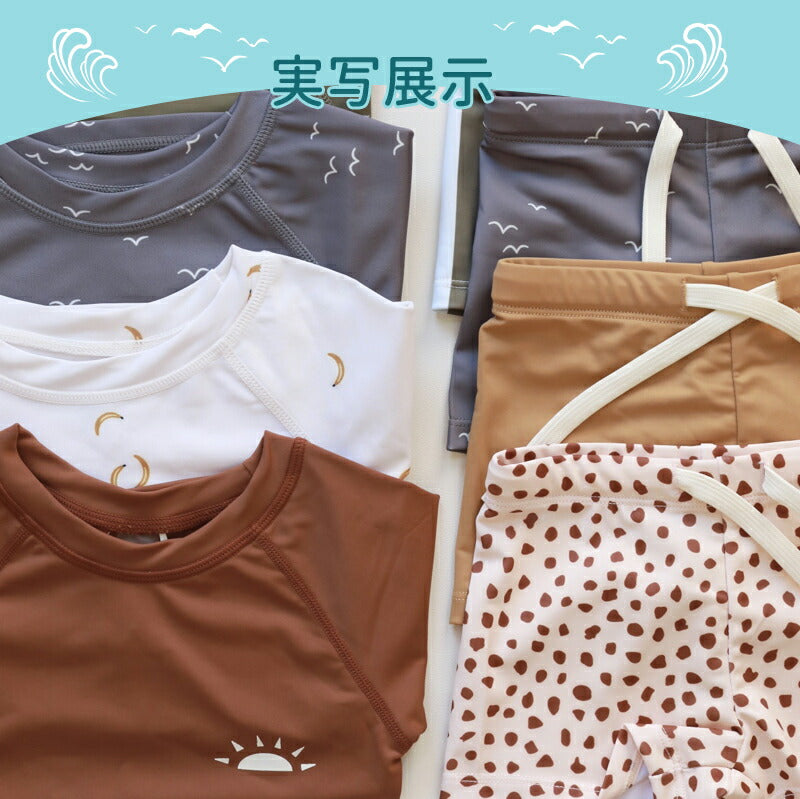水着 ベビー キッズ 上下セット ラッシュガード 長袖 3点セット スイムウェア スイムパンツ 男の子 女の子 UV セパレート 子供 スイミング 海 プール swimsuit-063