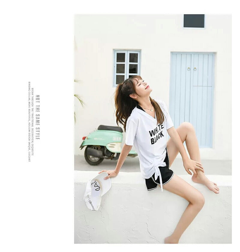 体型カバー 水着 レディース かわいい セパレート 水着 韓国 中学生 高校生 おしゃれ 体型カバー 水着 3点セット 20代 女の子 小胸 二の腕カバー 露出 wswimsuit-007