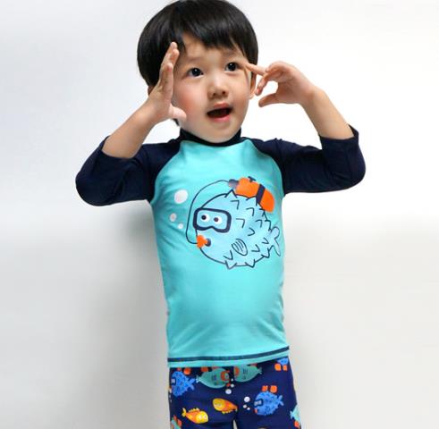 水着 キッズ水着 上下 帽子付き 魚 半袖 男の子 ベビー 赤ちゃん 水着 キッズ 子供 日焼け 対策 紫外線 小学生 保育園 幼稚園 プール 男子 男の子 ス copysku-196