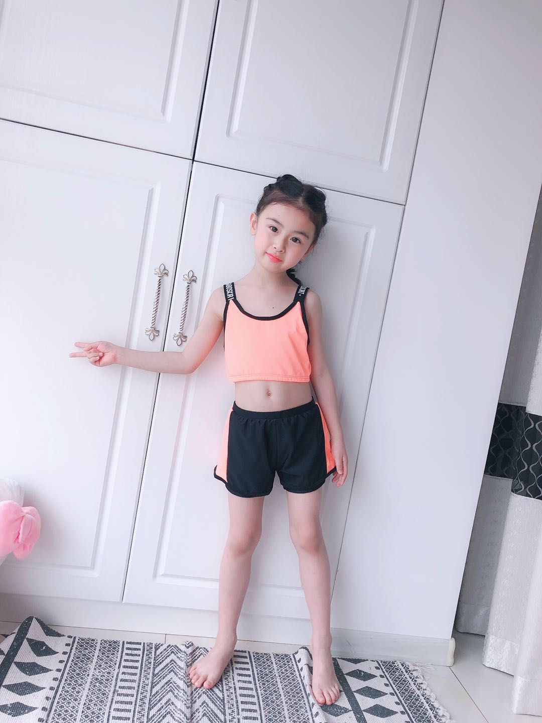 一部即納 水着 キッズ 女の子 セパレート スイムウェア ラッシュガード 半袖 パンツ スイムスーツ ビーチウェア 水泳 スクール水着 キッズ ジュニア 練習着 swimsuit-010
