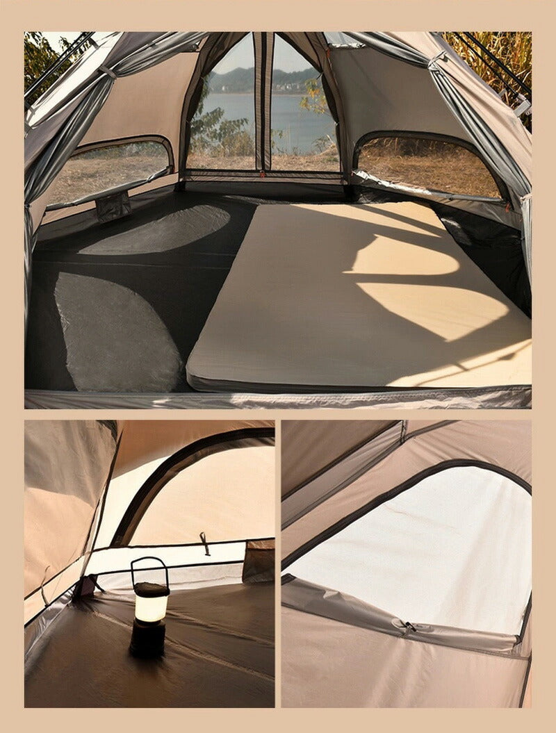 ワンタッチテント 宿泊可 2層 6人用 大型 5人用 4人用 3人用 テント ワンタッチ おしゃれ ドームテント 折りたたみ 軽量 防水 キャンプ アウトドア  tento-002-cp