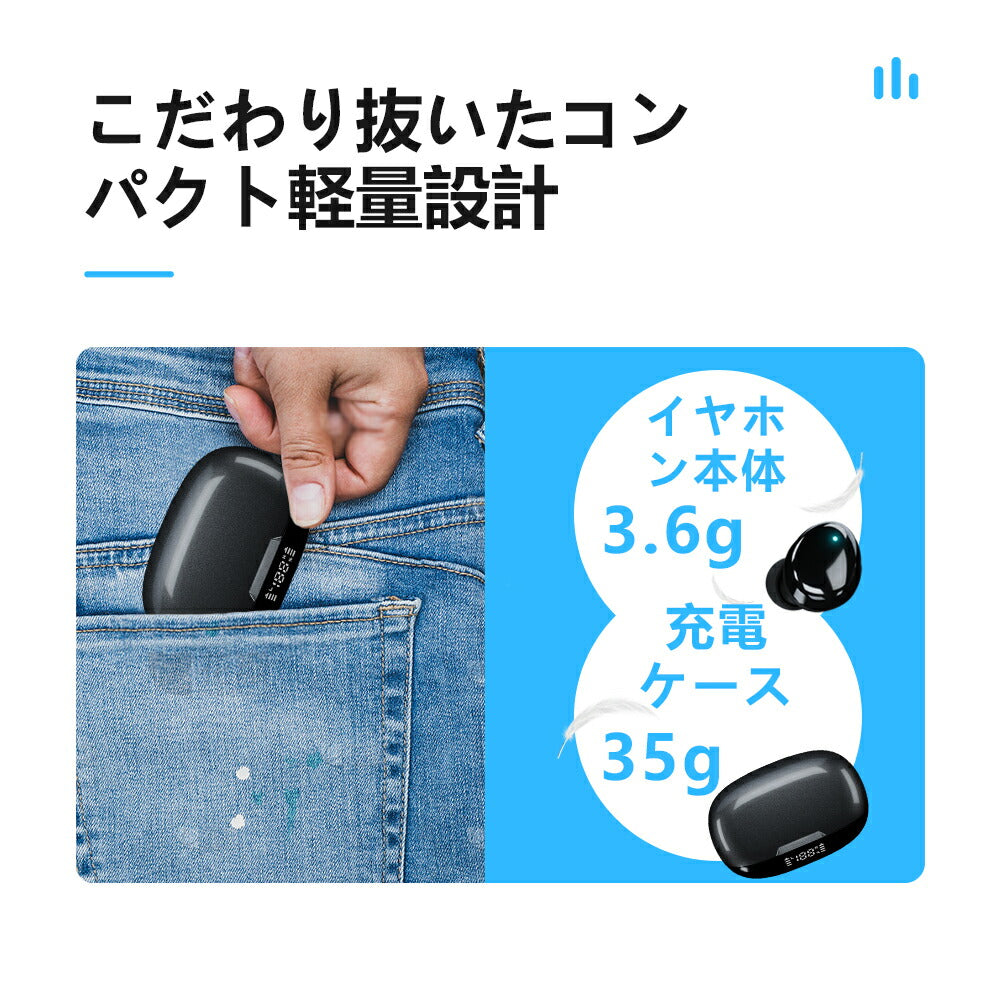 【2023新発売 Bluetooth5.3+EDR 】ワイヤレスイヤホン bluetooth イヤホン 残量表示 AAC対応 日本語音声 Hi-Fi高音質 低遅 earphone-001