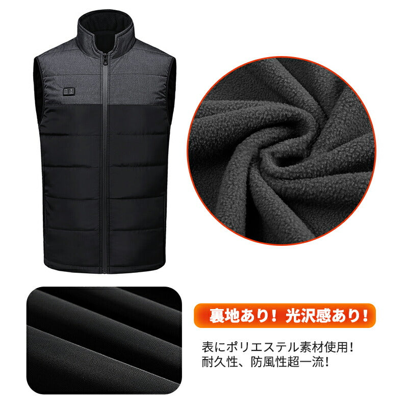 電熱ベスト 速暖  防寒着  日本製ヒーター 中綿 USB給電 洗える 三段階調温 軽量 冷え性 メンズ レーディス  電熱ウェア  S~4XL インナー バイ besuto-16