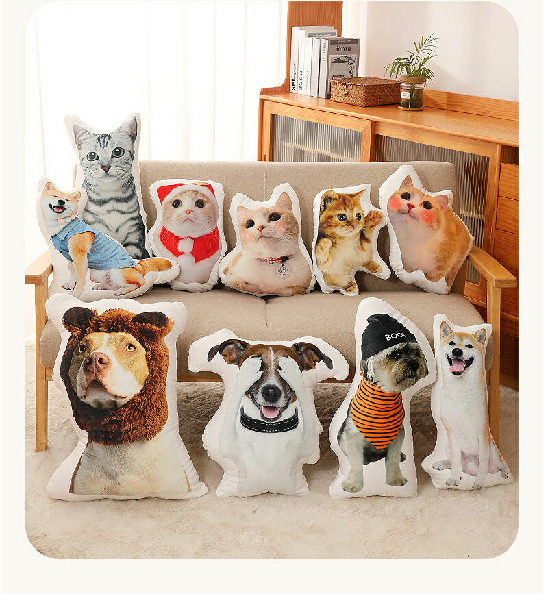 ペット オーダーメイドクッション オリジナルクッション ペット 動物 猫 犬 記念品 抱き枕 両面写真オリジナルクッション ペット メモリアルクッション 供養母 makura-002