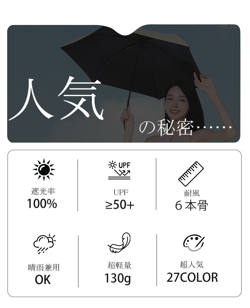 【母の日ギフト・最新超軽素材130g】日傘 折りたたみ 完全遮光 100 晴雨兼用 折り畳み傘 軽量 傘 折りたたみ傘 レディース 折りたたみ日傘 遮熱 涼しいkasa-3010